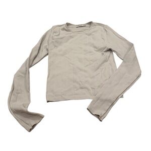 Stradivarius White Line Texture Long Sleeve Crew Neck Long Sleeve Medium